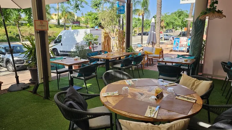 The shaded terrace at Estepona set for lunch