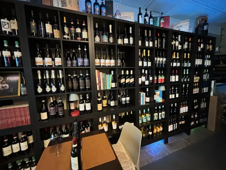A wall of wine bottles in Estepona