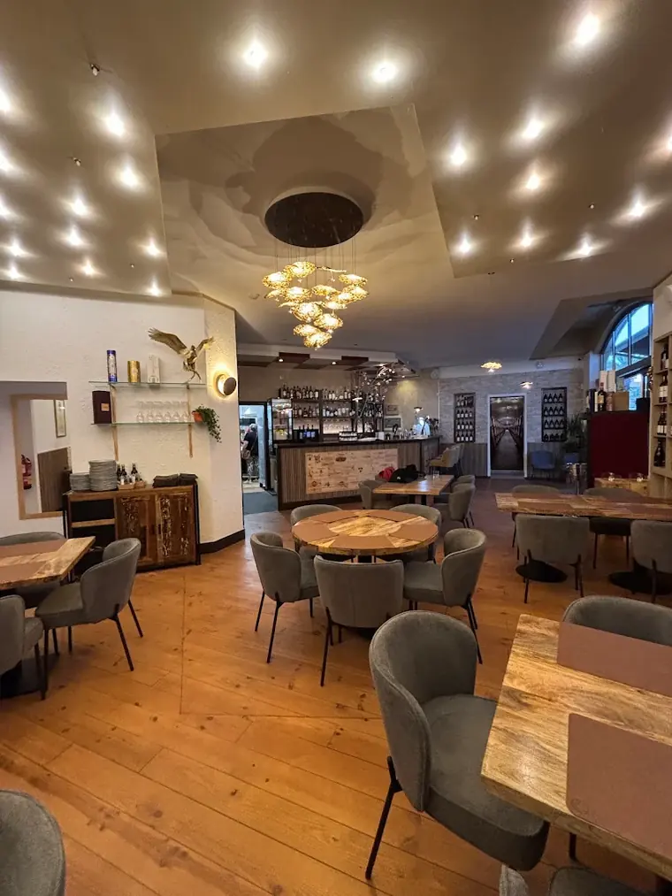 Wooden floors and a ceiling of small lights at Sotogrande