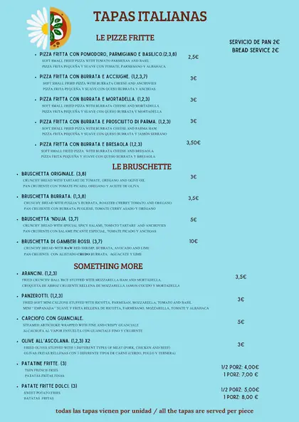 Printed Margher&igrave; menu, page 3