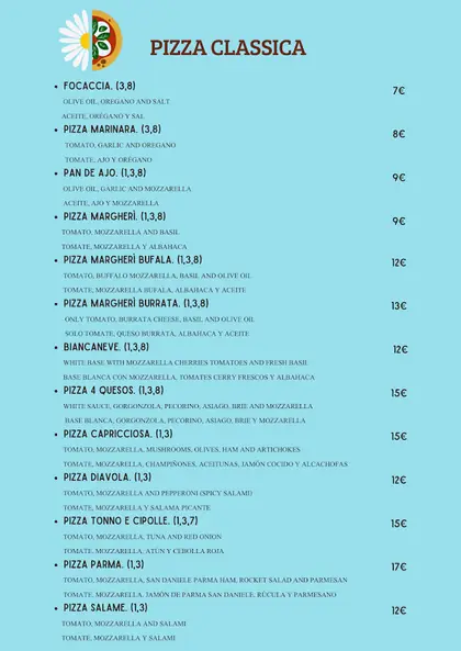 Printed Margher&igrave; menu, page 4