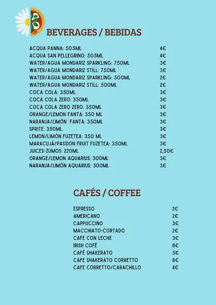 Printed Margher&igrave; menu, page 6