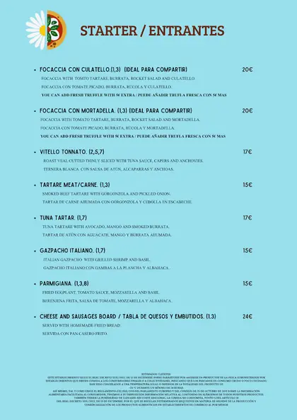 Printed Margher&igrave; menu, page 9
