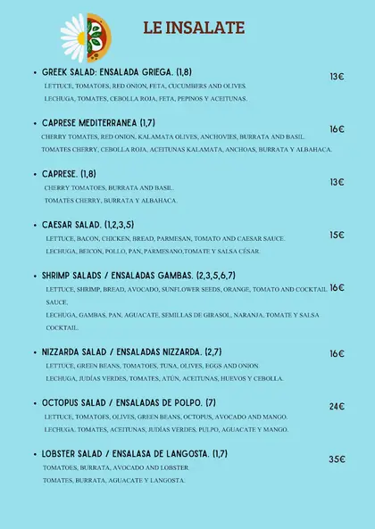 Printed Margher&igrave; menu, page 10