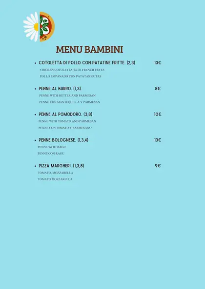 Printed Margher&igrave; menu, page 11